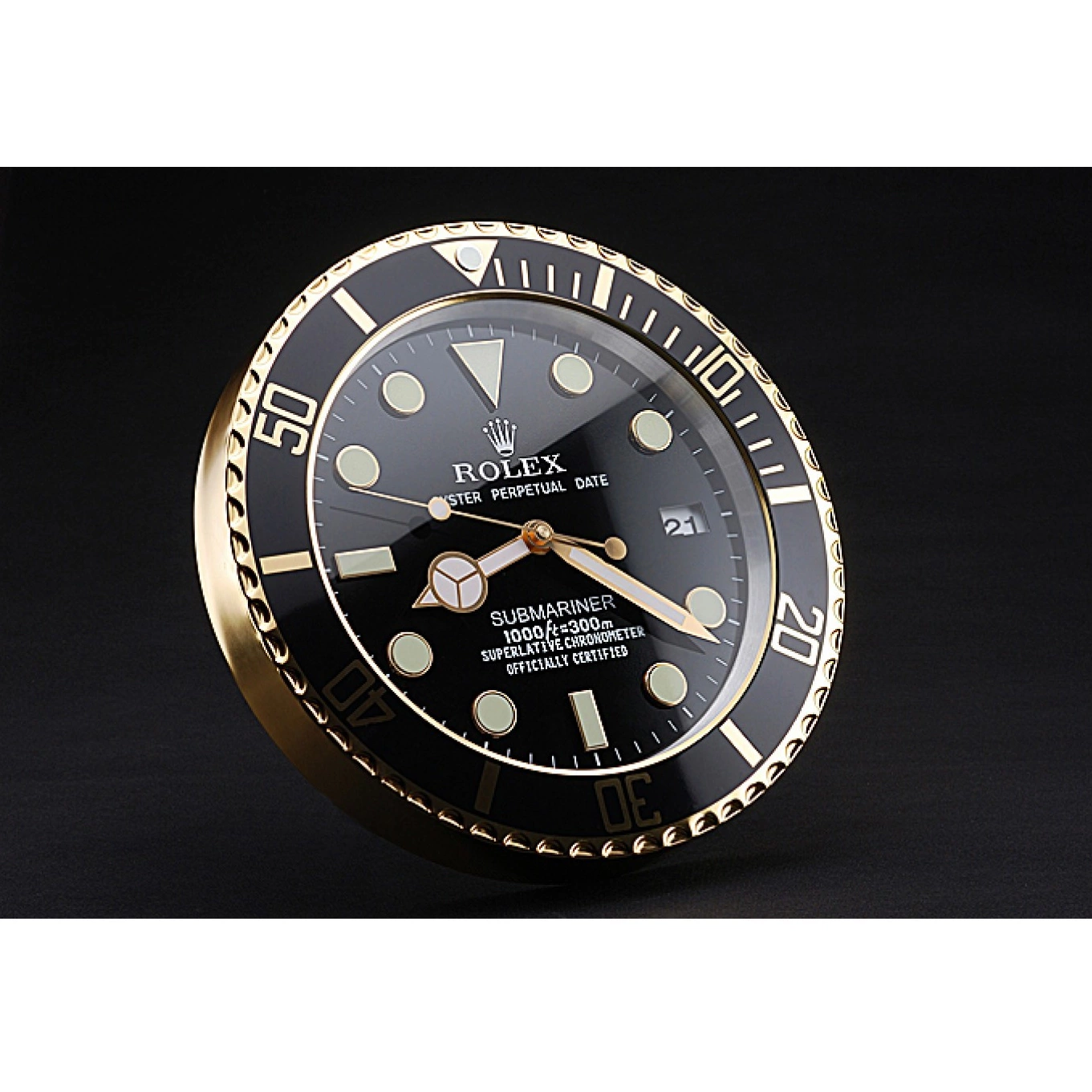 MiroTime 0813 Rolex Submariner Wall Clock Black-Gold 622476